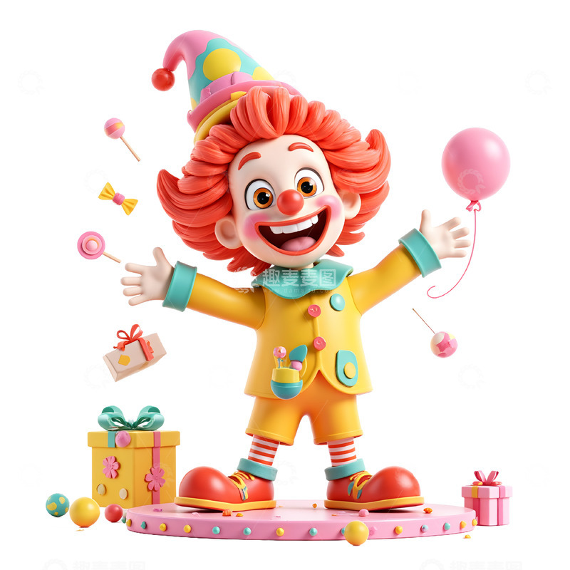 愚人节欢乐小丑派对卡通3D小丑