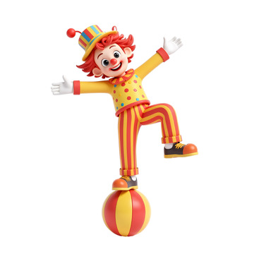 愚人节3D小丑杂踩球卡通素材