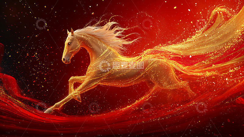 高清大图下载【趣麦麦图】2026马年红色科技感大气kv背景3