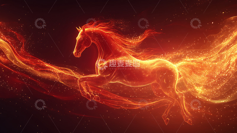 高清大图下载【趣麦麦图】2026马年红色科技感大气kv背景24