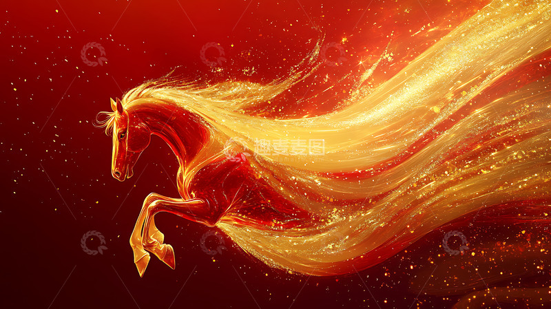 高清大图下载【趣麦麦图】2026马年红色科技感大气kv背景8