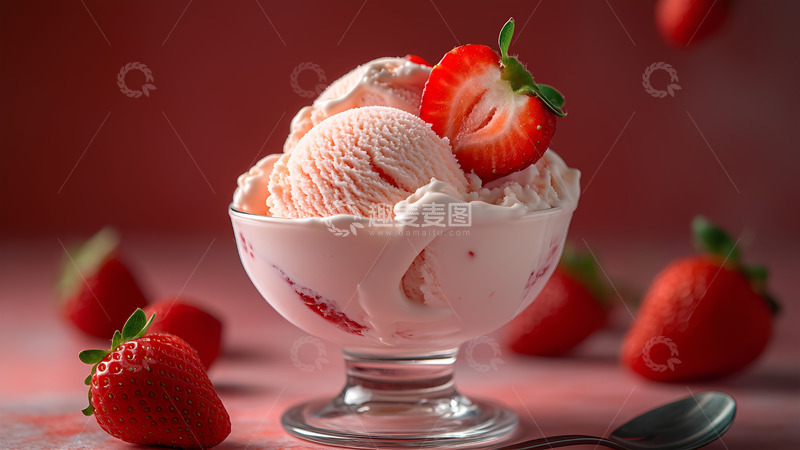 高清大图下载【趣麦麦图】美味草莓冰淇淋甜点摄影