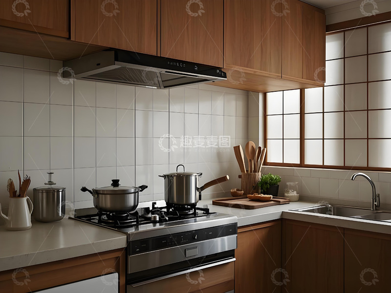 高清大图下载【趣麦麦图】深木色沉稳大气传统厨房