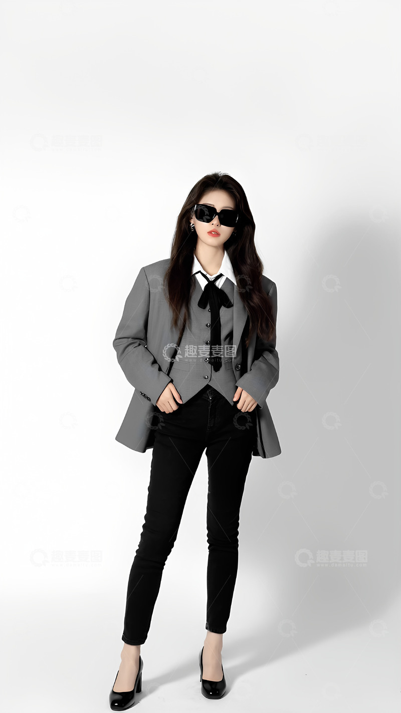 高清大图下载【趣麦麦图】西装时尚女模特人像摄影1