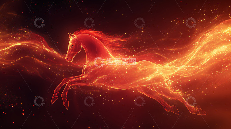 高清大图下载【趣麦麦图】2026马年红色科技感大气kv背景29