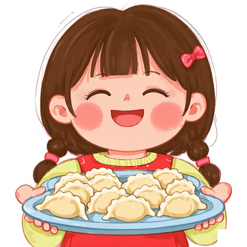 端饺子的女孩