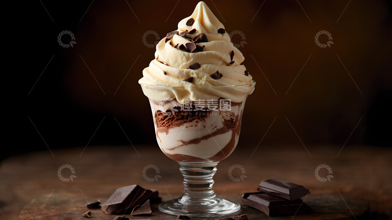 高清大图下载【趣麦麦图】美味巧克力冰淇淋圣代摄影