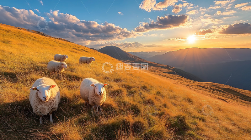 高清大图下载【趣麦麦图】平原草地羊群绵羊