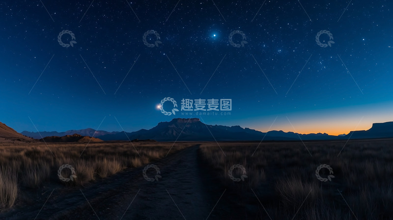 高清大图下载【趣麦麦图】夜空平原星空