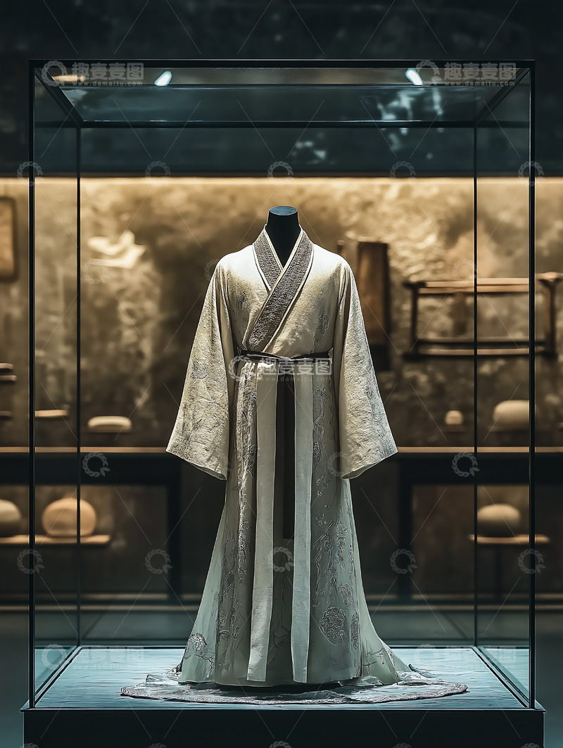 高清大图下载【趣麦麦图】汉服展厅直裾深衣展品