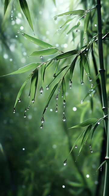 清新雨中竹林