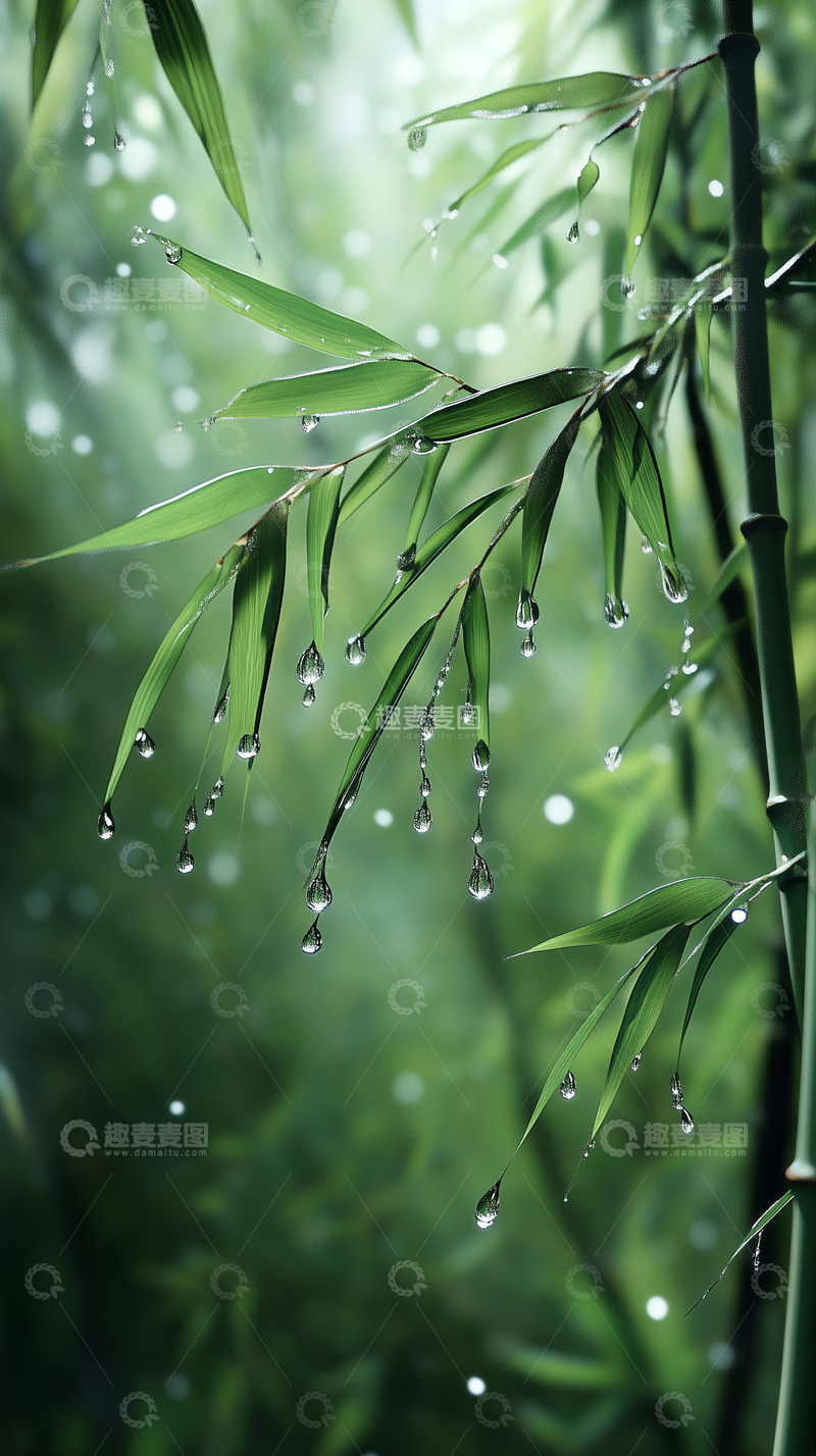 高清大图下载【趣麦麦图】清新雨中竹林