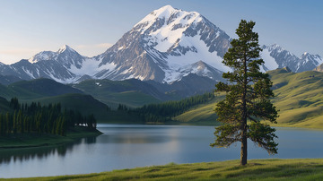 湖泊高原自然景观冰川