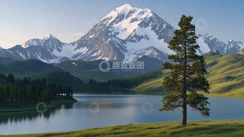 高清大图下载【趣麦麦图】湖泊高原自然景观冰川