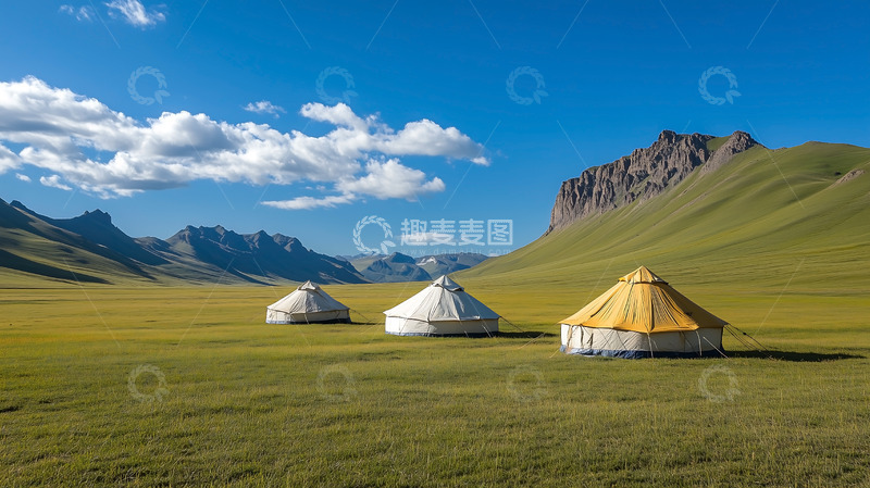高清大图下载【趣麦麦图】平原草原蒙古包帐篷