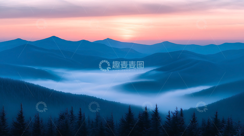高清大图下载【趣麦麦图】山峦森林自然景观云雾