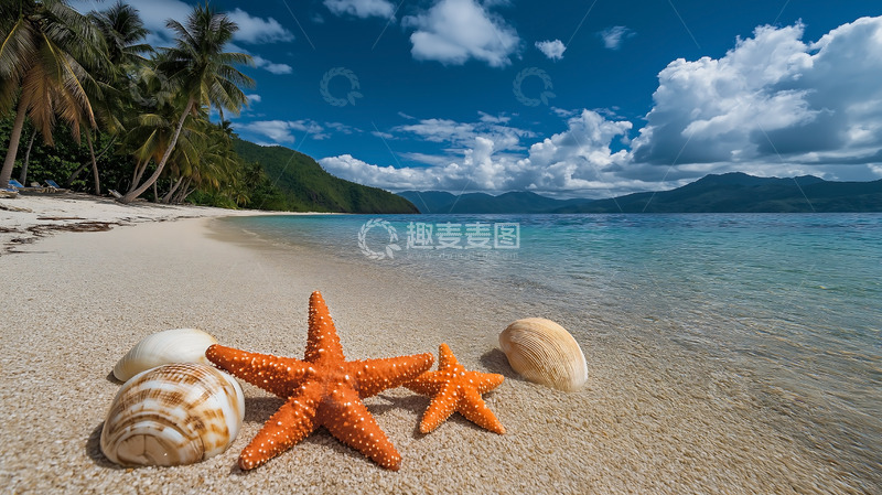 高清大图下载【趣麦麦图】海星水生动物沙滩
