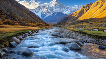 高原雪山融雪河流