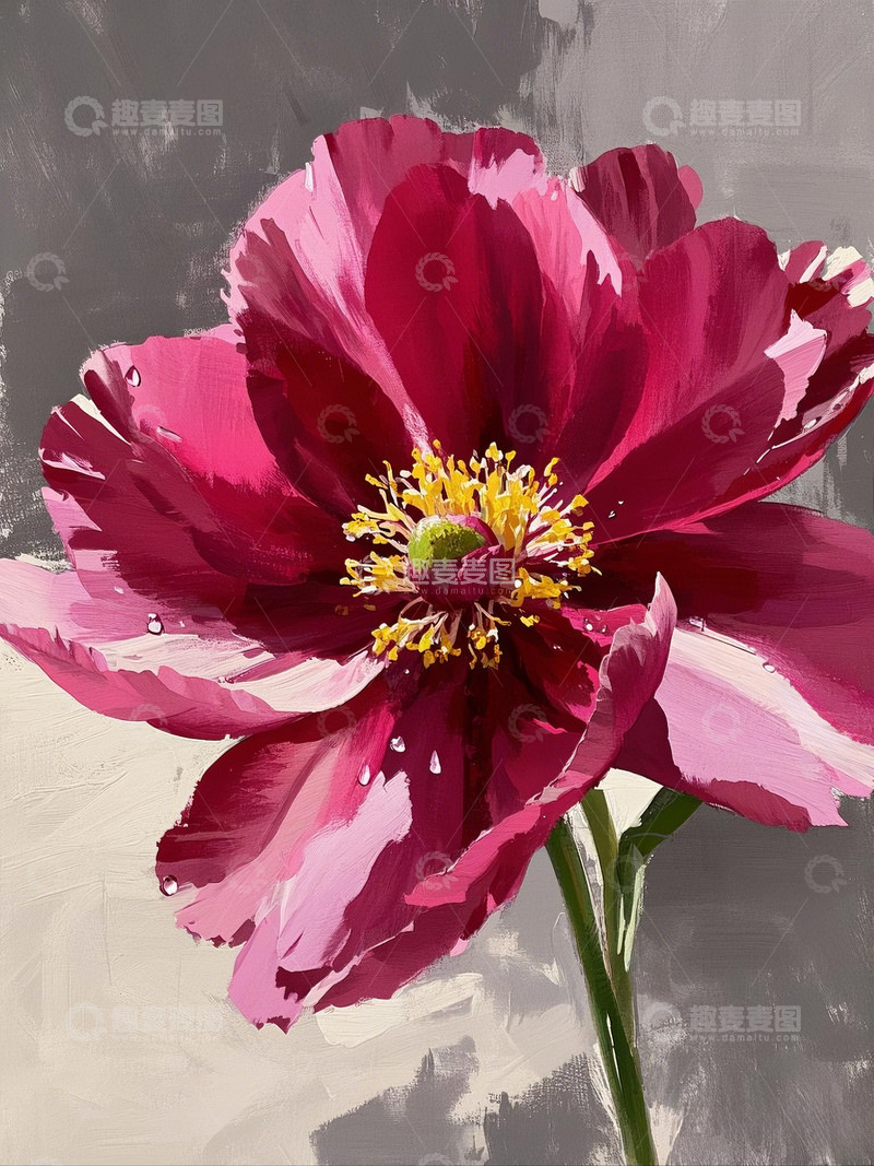 高清大图下载【趣麦麦图】油画风格的牡丹花特写1