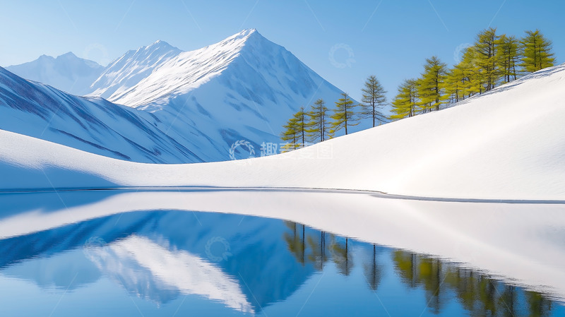 高清大图下载【趣麦麦图】冰川自然景观高原湖泊