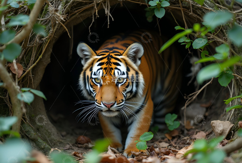 高清大图下载【趣麦麦图】华南虎丛林潜伏