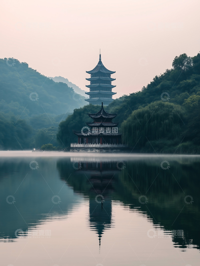 高清大图下载【趣麦麦图】山峰森林塔楼风景