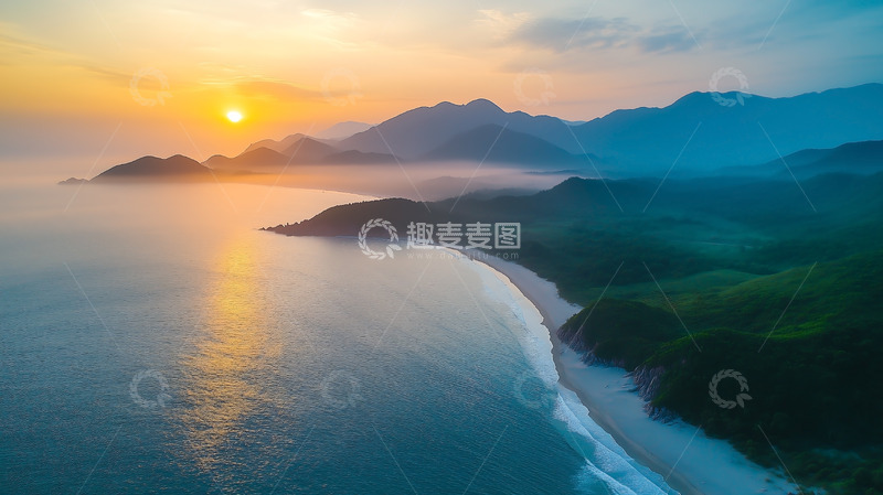 高清大图下载【趣麦麦图】夕阳海岸海景