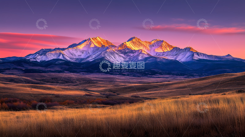 高清大图下载【趣麦麦图】高原平原夕阳景观