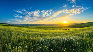 植被自然景观草原平原