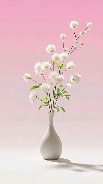 白色花朵花瓶