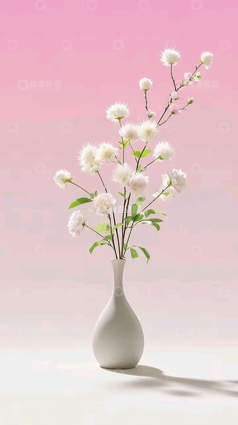 高清大图下载【趣麦麦图】白色花朵花瓶
