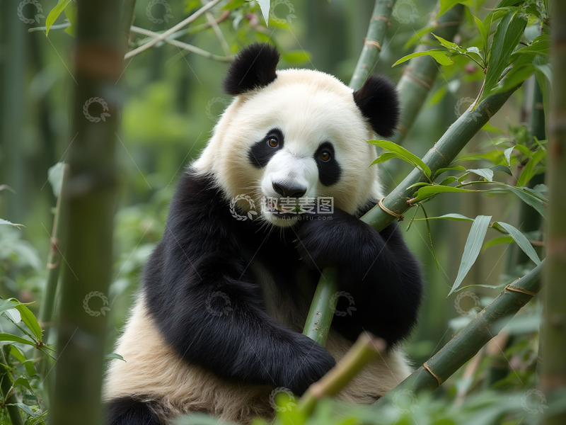 高清大图下载【趣麦麦图】吃竹子的大熊猫2