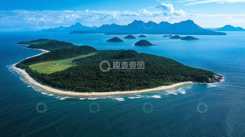 高清大图下载【趣麦麦图】航拍海岛森林