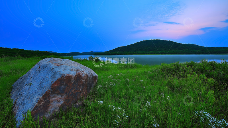 高清大图下载【趣麦麦图】草地日出晨曦湖泊