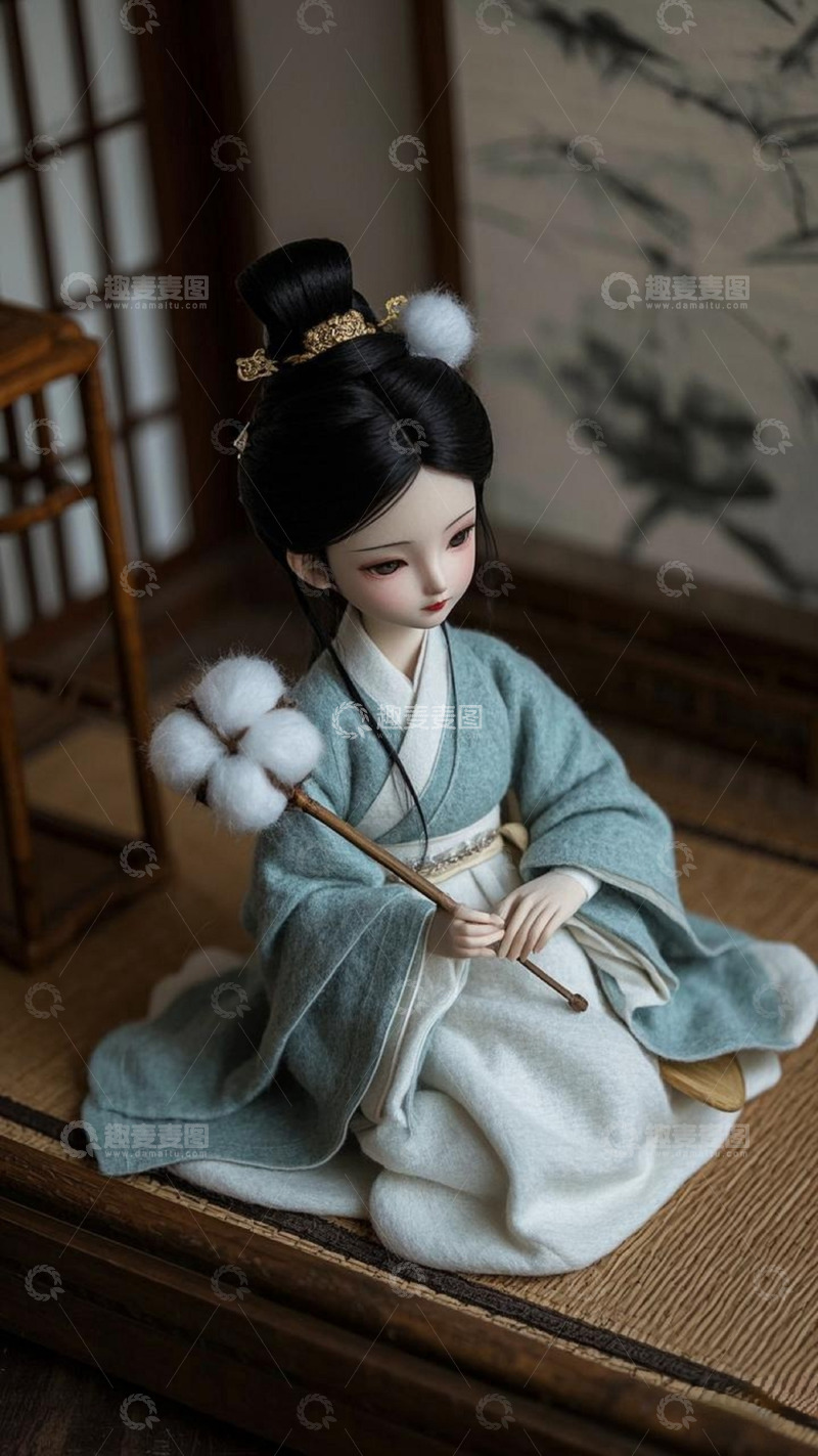 高清大图下载【趣麦麦图】羊毛毡古风女孩3