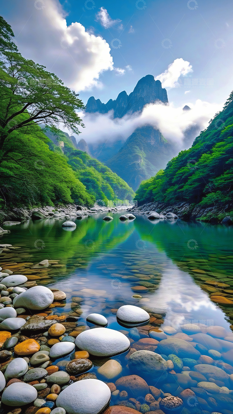 高清大图下载【趣麦麦图】清新大山鹅卵石