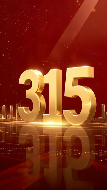 315金色立体数字权益日红色背景
