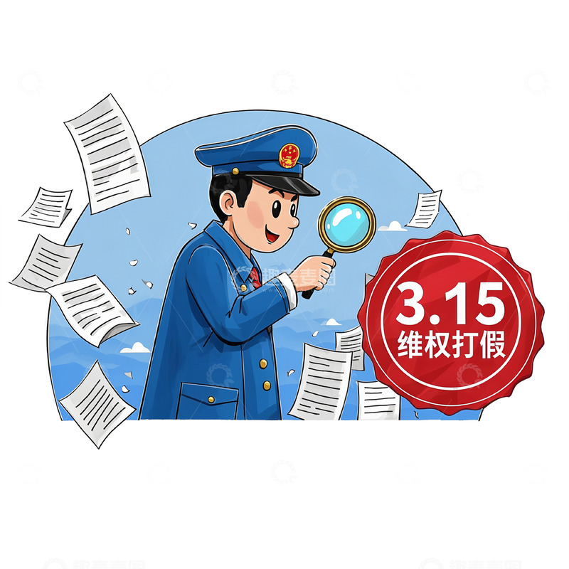 高清大图下载【趣麦麦图】315执法人员检验维权插画素材