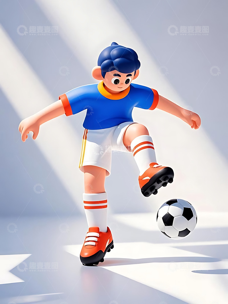 高清大图下载【趣麦麦图】运动会踢足球运动卡通人物元素20