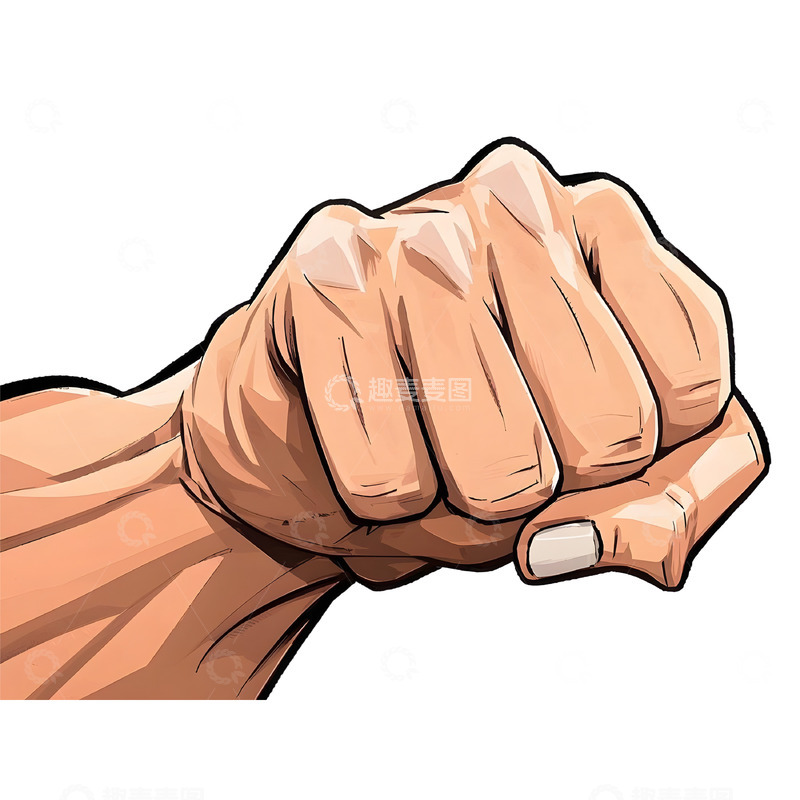 高清大图下载【趣麦麦图】-彰显力量的拳头卡通插画素材2