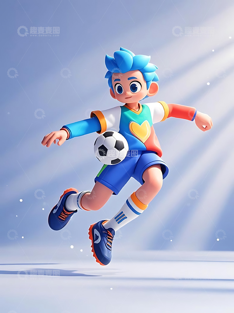 高清大图下载【趣麦麦图】运动会踢足球运动卡通人物元素11