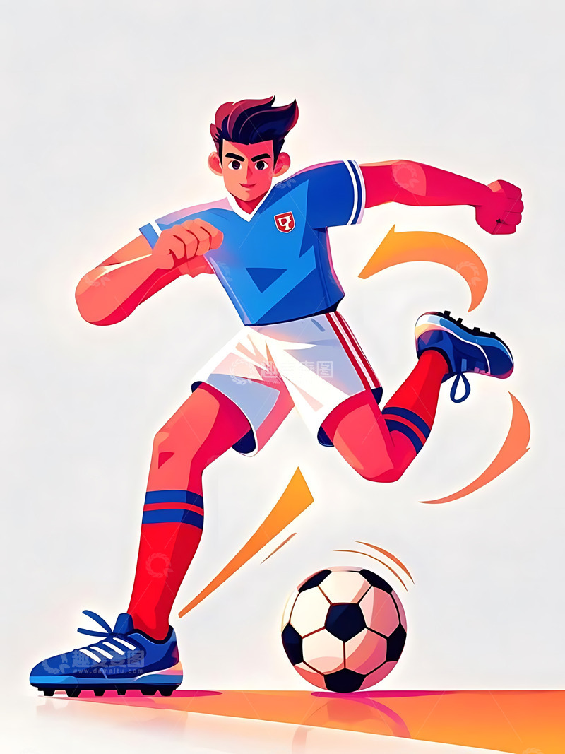 高清大图下载【趣麦麦图】运动会踢足球运动卡通人物元素7