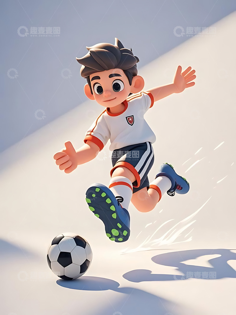 高清大图下载【趣麦麦图】运动会踢足球运动卡通人物元素8