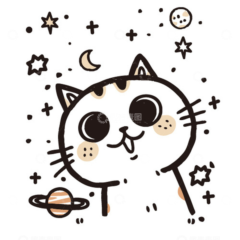可爱的猫咪简笔涂鸦素材6