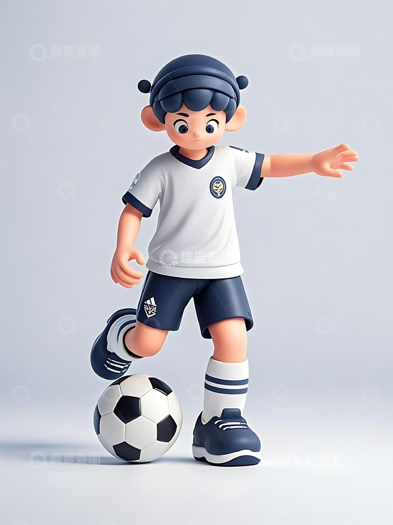 高清大图下载【趣麦麦图】运动会踢足球运动卡通人物元素5