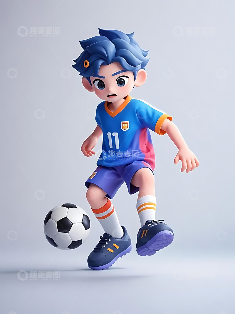 高清大图下载【趣麦麦图】运动会踢足球运动卡通人物元素10