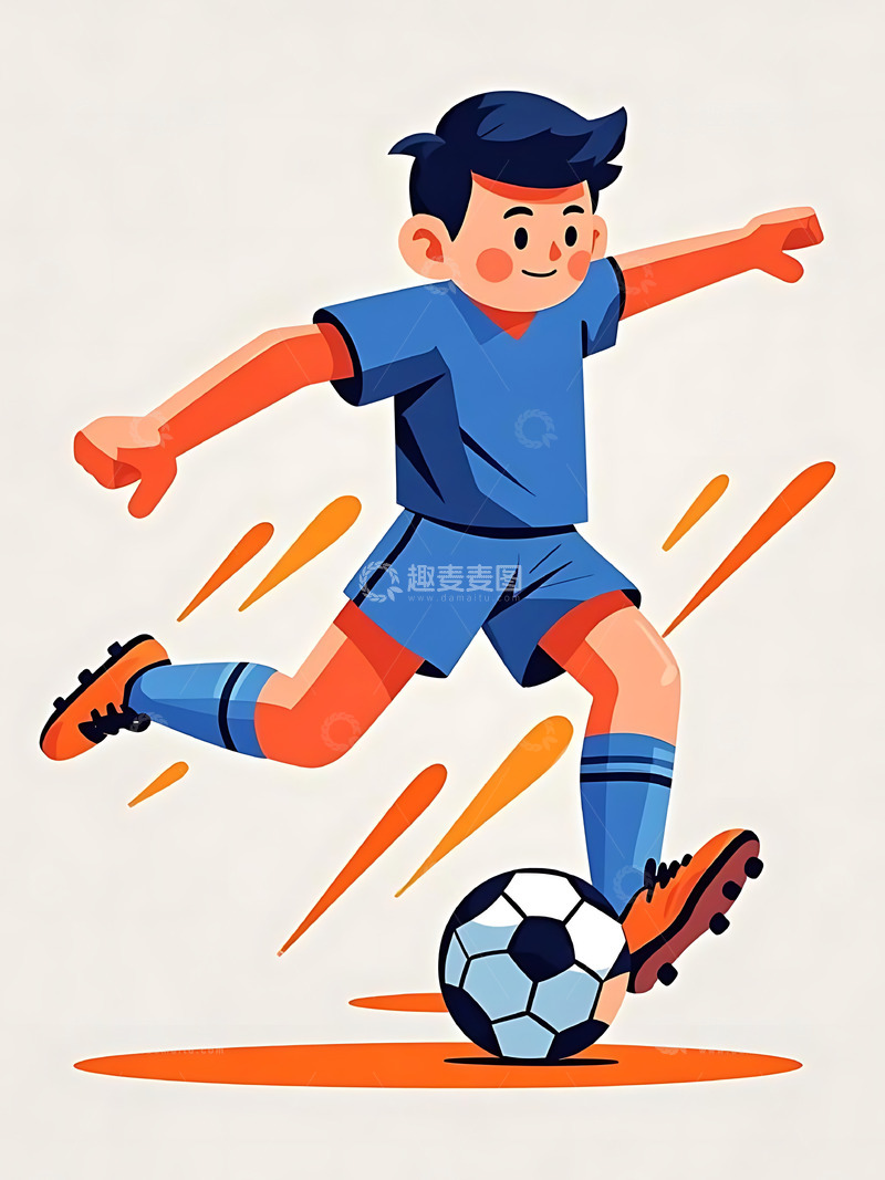 高清大图下载【趣麦麦图】运动会踢足球运动卡通人物元素6