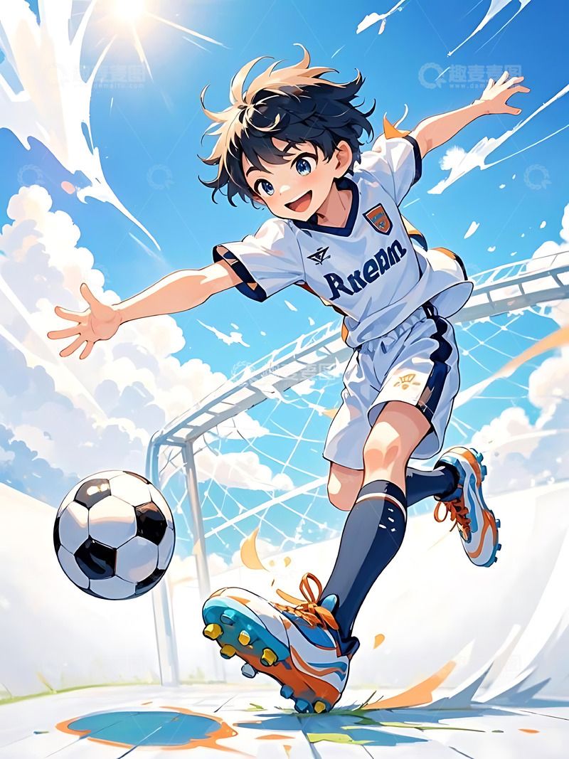 高清大图下载【趣麦麦图】运动会踢足球运动卡通人物元素2