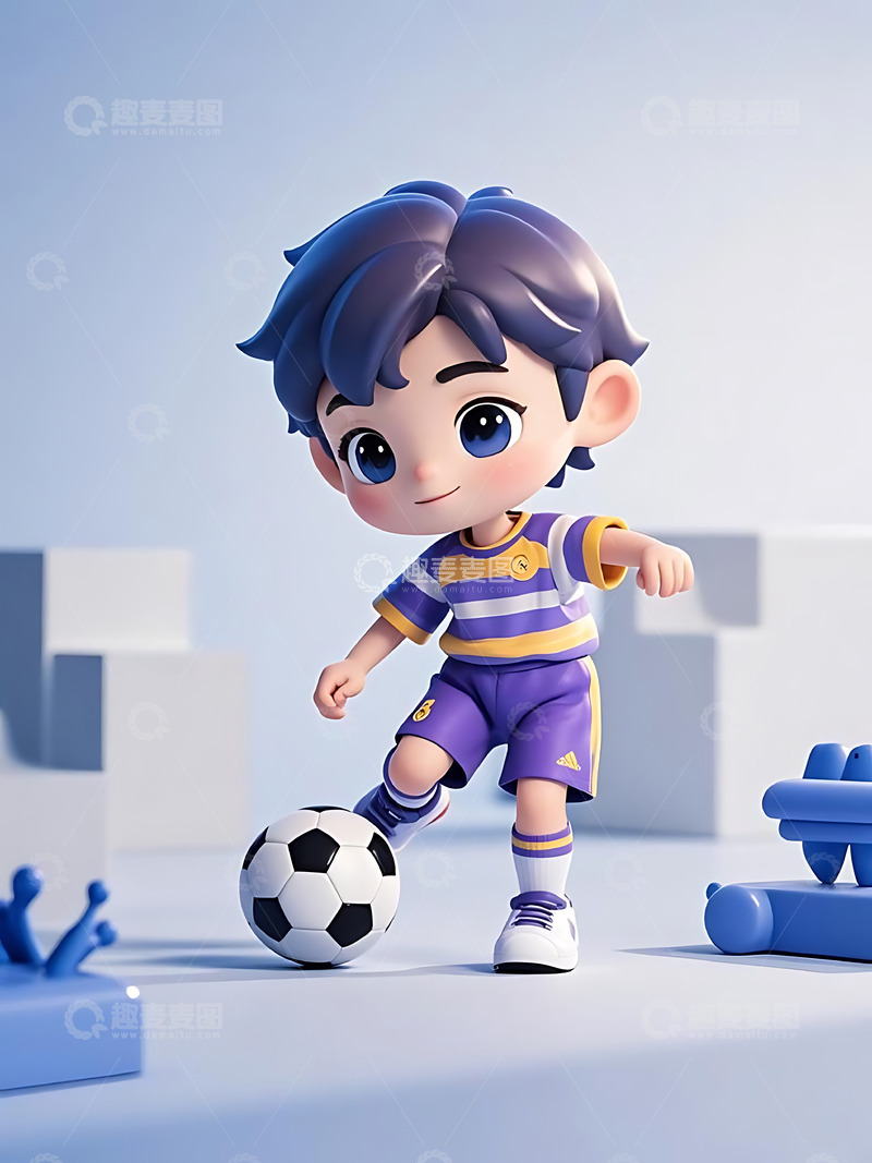 高清大图下载【趣麦麦图】运动会踢足球运动卡通人物元素19