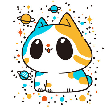 可爱的猫咪简笔涂鸦素材7